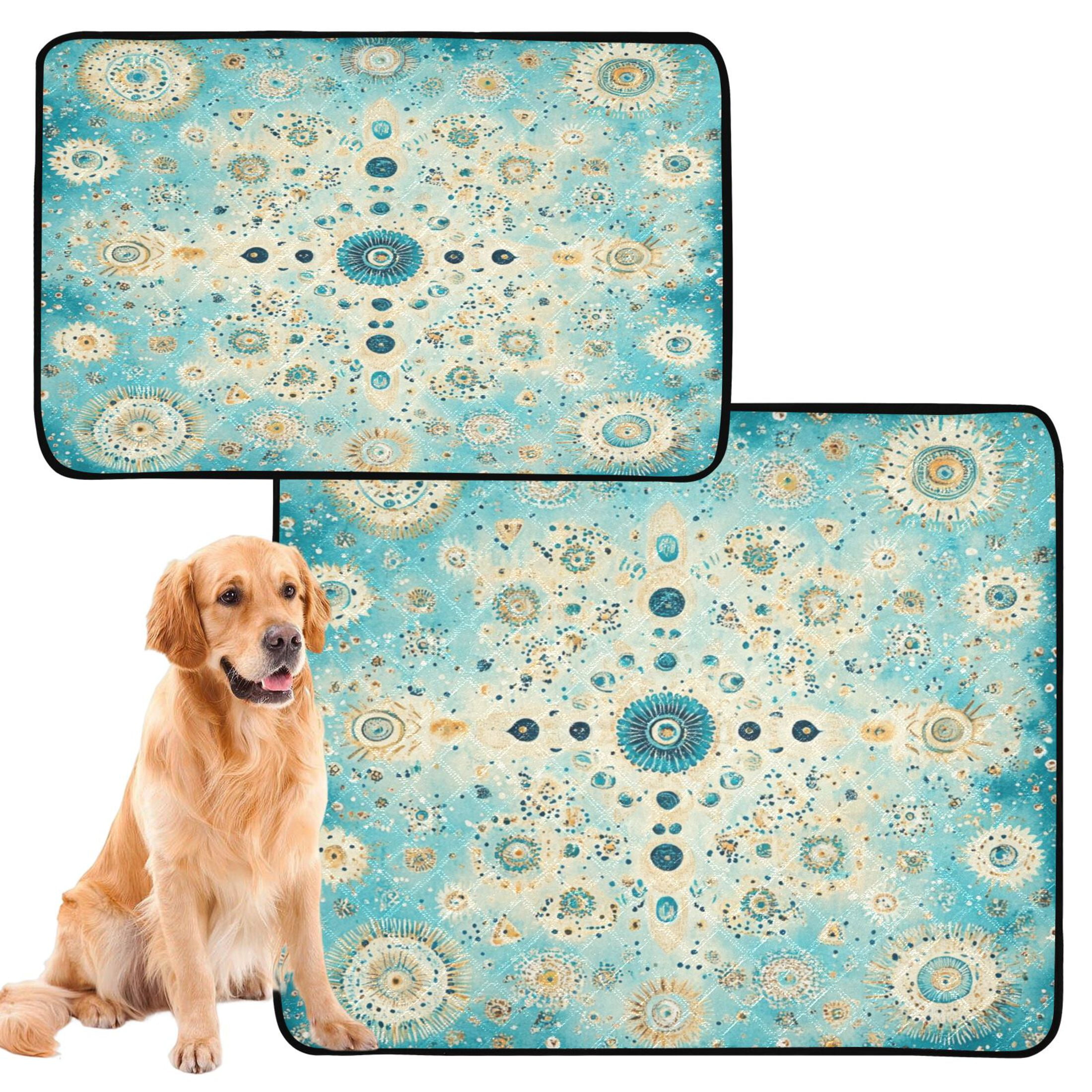 Qxltty Moroccan Style Pattern Cat litter Pads Pet Set of 3 Diaper Mats Center Anti-leakage Layer Absorbent Soft and Comfortable