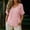 Pink, variant on Delayuji Linen Tshirts For Women Short Sleeve with Button V Neck Lightweight Breathable Casual Blouse Beach Summer Tops Daily Wear