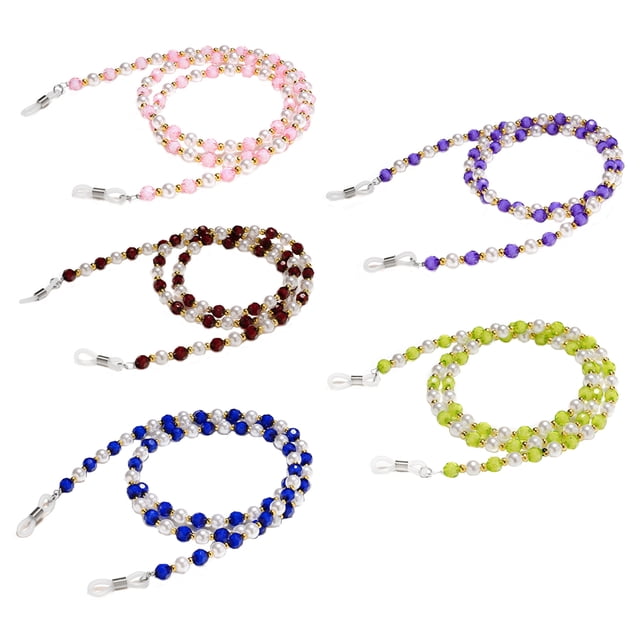 OULII 5Pcs Prevent Falling Off Beaded Eyeglass Chains Assorted Color Eyewear Accessories For Men