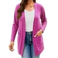 thumbnail image 4 of Uvplove Women Long Sleeve Lightweight Cardigan with Pockets Open-Front Tops,Magenta,M(M-3XL), 4 of 8