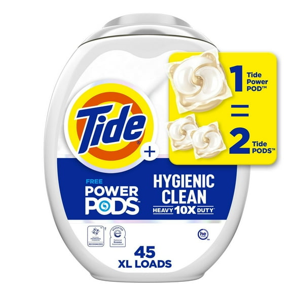 Tide Hygienic Clean Heavy Duty 10x Free Power PODS Laundry Detergent Pacs, Unscented Scent, For Visible and Invisible Dirt
