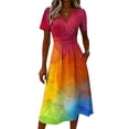 thumbnail image 5 of AHMOMEI Maxi Dress for Women Summer Beach Vacation Wrap V Neck Swing Dresses for Women 2026 Trendy Loose Tie-Dye Short Sleeve Summer Dresses for Women, 5 of 6