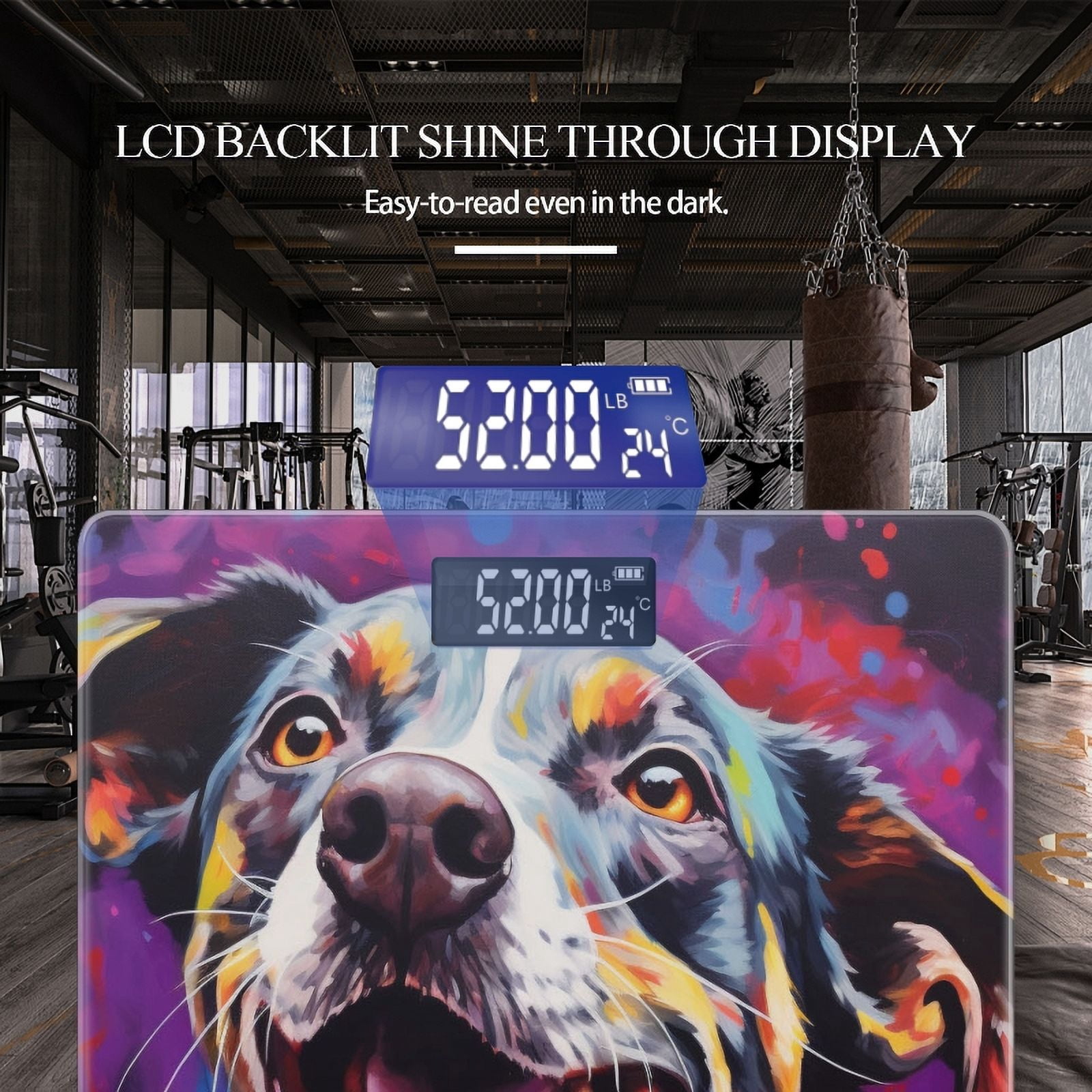 Bathroom Scale, Highly Accurate Digital Body Scale,Precisely Measures Weight up to 400 lbs-Excited Dog With Tongue Out
