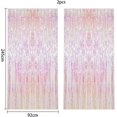 thumbnail image 2 of 2pcs Metallic Foil Fringe Curtain Transparent Pink Backdrop Decorative Door Window Curtain, 2 of 5