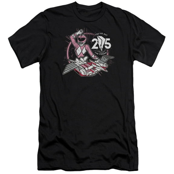 Power Rangers Pink 25 Adult 30/1 T-Shirt Black