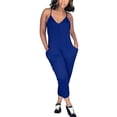 thumbnail image 2 of Baqcunre Jumpsuits For Women,Womens Solid Camisole V Neck Sleeveless Jogger Rompers With Pockets,Pants For Women,One Piece Jumpsuit,Jumpsuits For Women Casual,Womens Clothes,Blue,L, 2 of 8