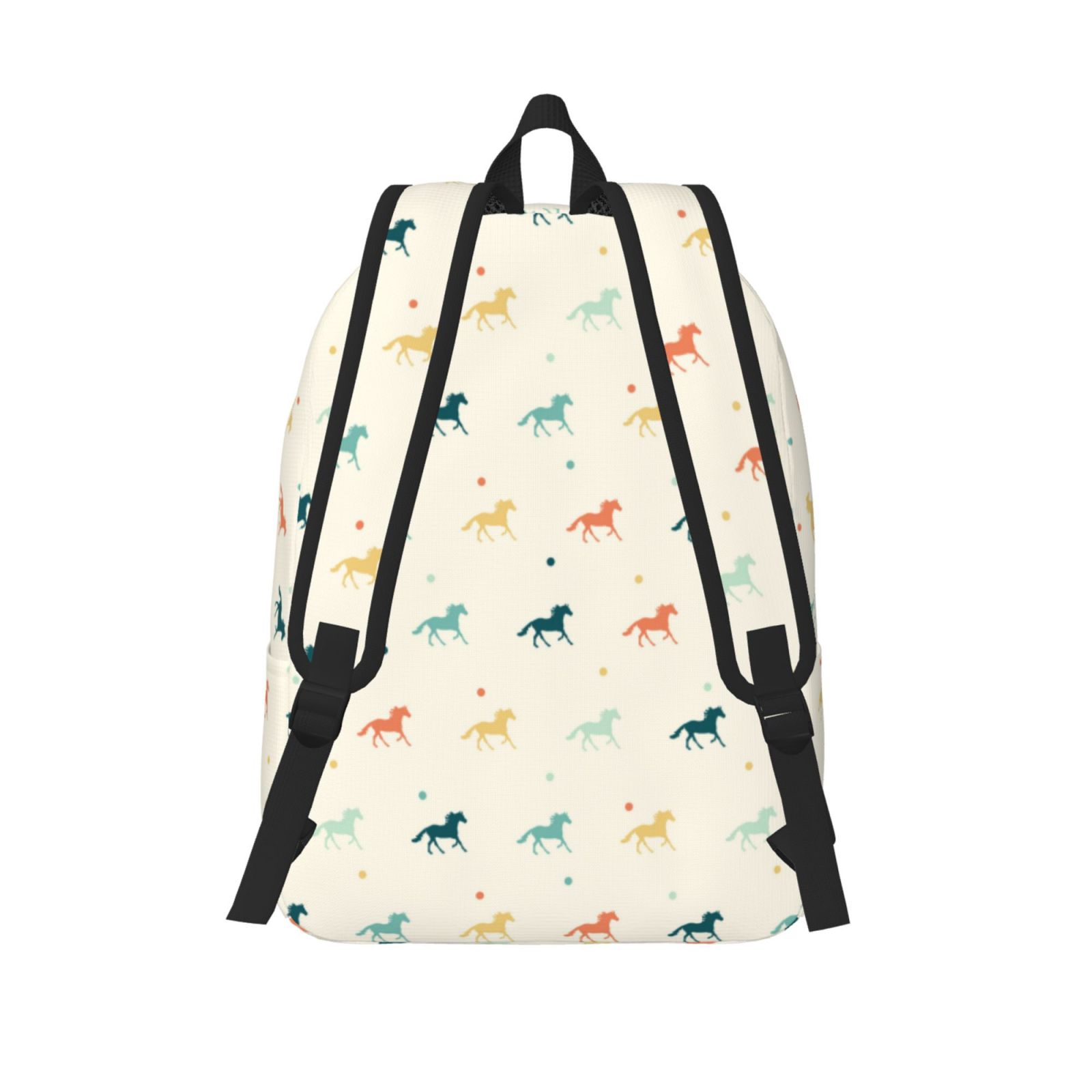 Travel Laptop Backpack - Minimalist Multicolor Horse_A Lightweight Canvas Backpack, Wear Resistant Computer Backpack Bag Fit {sizeName} Laptop for Men Women with Adjustable Padded Shoulder Straps