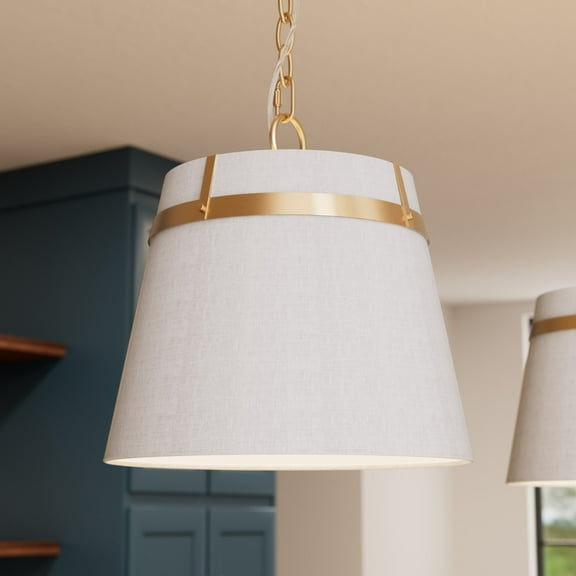 Hunter - Ada Lee 1-light Alturas Gold, Small Pendant Light, Dimmable, Transitional Style, Cone Shaped, for Bedrooms, Dining, Living Rooms - 48162
