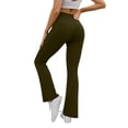 thumbnail image 4 of Women Flare Leggings Crossover Yoga Pants Tummy Control High Waisted Wide Leg Pants Petite Stretchy Casual Sweatpants, 4 of 6