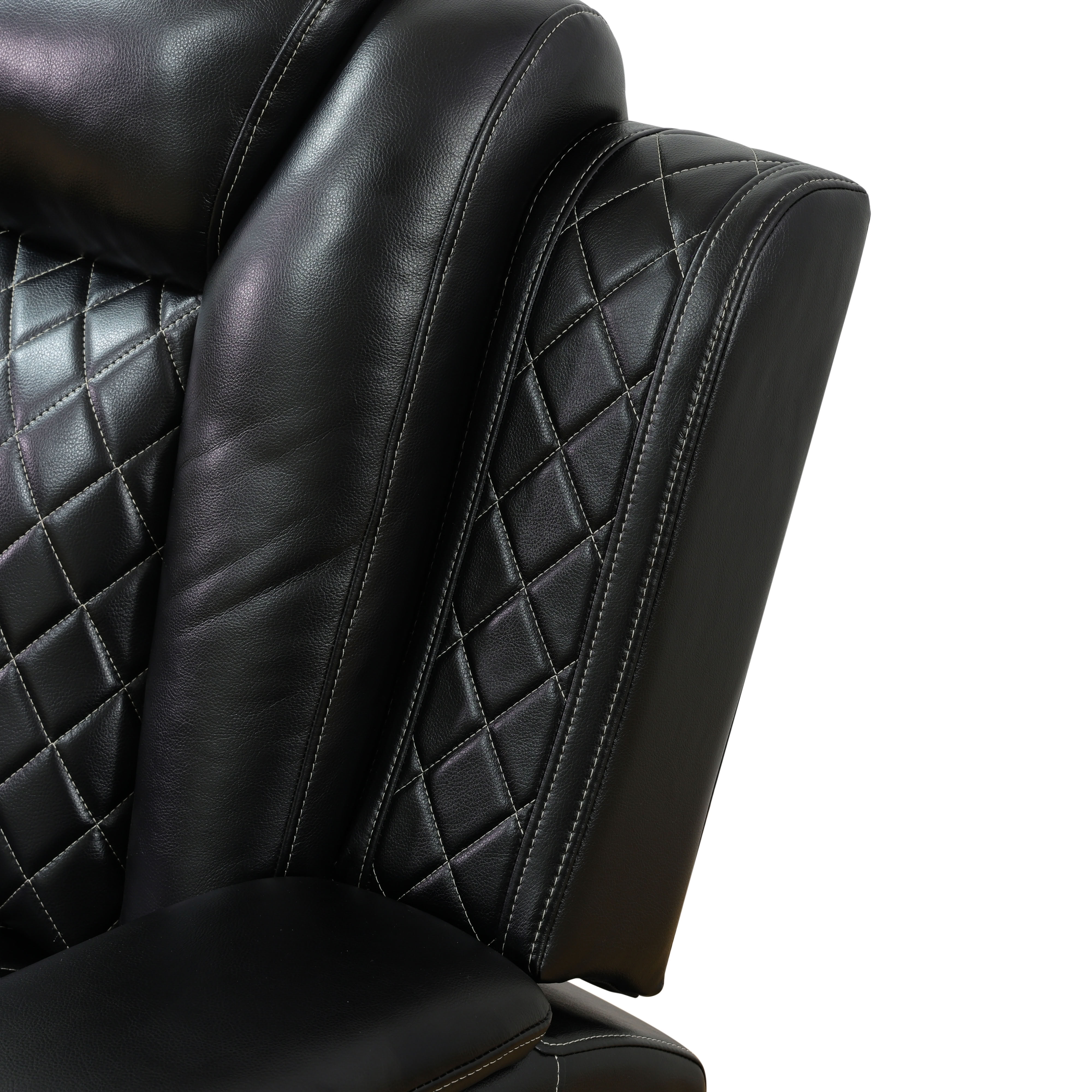 MAYEERTY Intelligent 3-Seater Recliner Sofa, Breathable Leather with Reversible Table & Wireless Charging for Living Room Home Theater