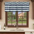 thumbnail image 6 of Aqua Navy Blue Striped Curtain Valances for Windows, Kitchen Valance Window Treatments Panel 2 Pack, Modern Abstract Lines Geometric Rod Pocket Short Curtains for Bathroom Bedroom 42 x 18 Inch, 6 of 8