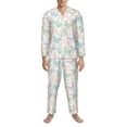 thumbnail image 3 of Naloa Colorful Butterfly Men’s Pajamas Set - Long Sleeve Button Down Sleep Shirt and Pajama Bottoms Sleepwear Set-XX-Large, 3 of 7