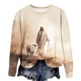 thumbnail image 4 of Womens Christmas Graphic Sweatshirts 2024 Fashionable Xmas Printed Shirts Round Neck Long Sleeved Loose Comfortable Pullover Hoodie Tops Beige M, 4 of 4