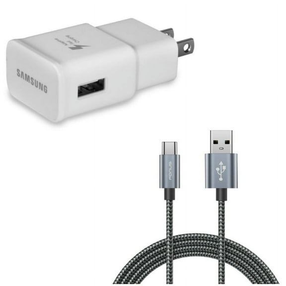 Type-C 6ft USB Cable w Adaptive Fast Home Charger E3X for Blackberry KEYone, Key2 LE - BLU G9, Vivo XI Plus 5 - CAT S48c S61 - Coolpad Legacy - Essential Phone (PH-1) - Google Pixel XL 3a XL 3