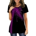 thumbnail image 1 of Orqqct Women Fashion Printed Round Neck Short Sleeve Casual Tunic Top Blouses, 1 of 3