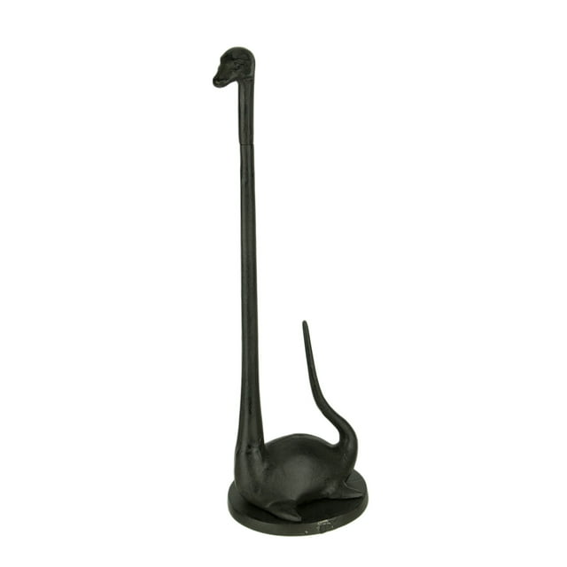 Rustic Brown Cast Iron Long Neck Dinosaur Paper Towel Holder