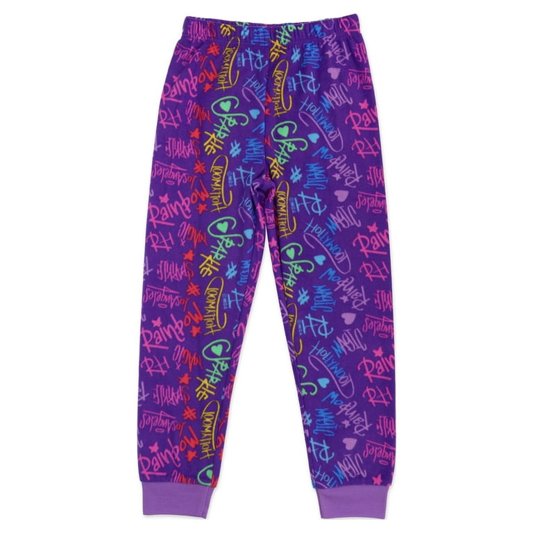 Rainbow High Girls 2 Piece Long Sleeve Top with Pants and Slippers Pajama  Set, Sizes 4-12 