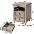 thumbnail image 4 of Leyaoyao Nightstand Set of 2 with Charger Station, Mid Century Modern Nightstand, Farmhouse End Table for Bedroom, Living Room, Gray, 4 of 10