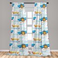 thumbnail image 4 of Ambesonne Emoji Curtains, Aviation Sky Rider Writings, Pair of 28"x95", Soft Blue Mustard Red, 4 of 5