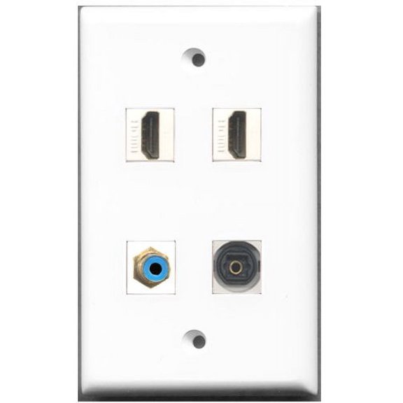 RiteAV - 2 Port HDMI 1 Port RCA Blue 1 Port Toslink Wall Plate