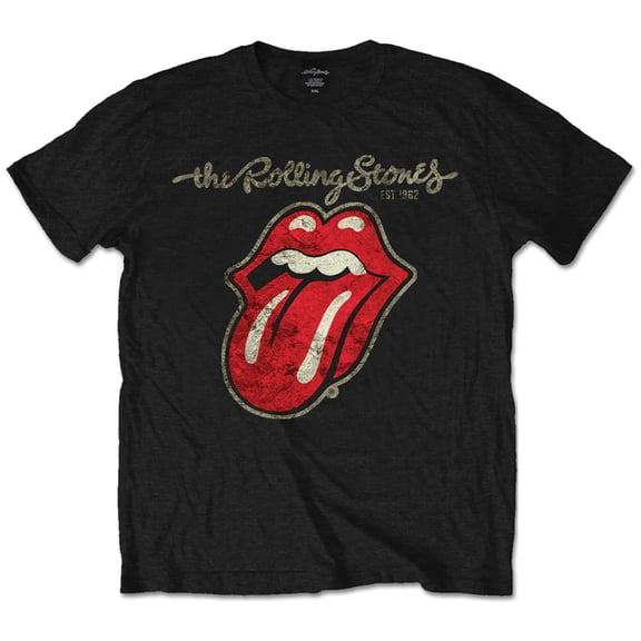 Rolling Stones Men's Plastered Tongue T-shirt Small Black