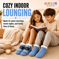 thumbnail image 6 of Girls Shortie Cabin Socks, 2 Pack, Soft Sole Sweater Knit with Silicone Grippers, BLUE, M/L, 6 of 8