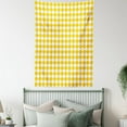 thumbnail image 4 of Yellow and White Tapestry, Diagonal Checkered Old Fashioned Retro Style Grid Mosaic Pattern, Wall Hanging for Bedroom Living Room Dorm Decor, 40W X 60L Inches, Yellow and White, by Ambesonne, 4 of 5