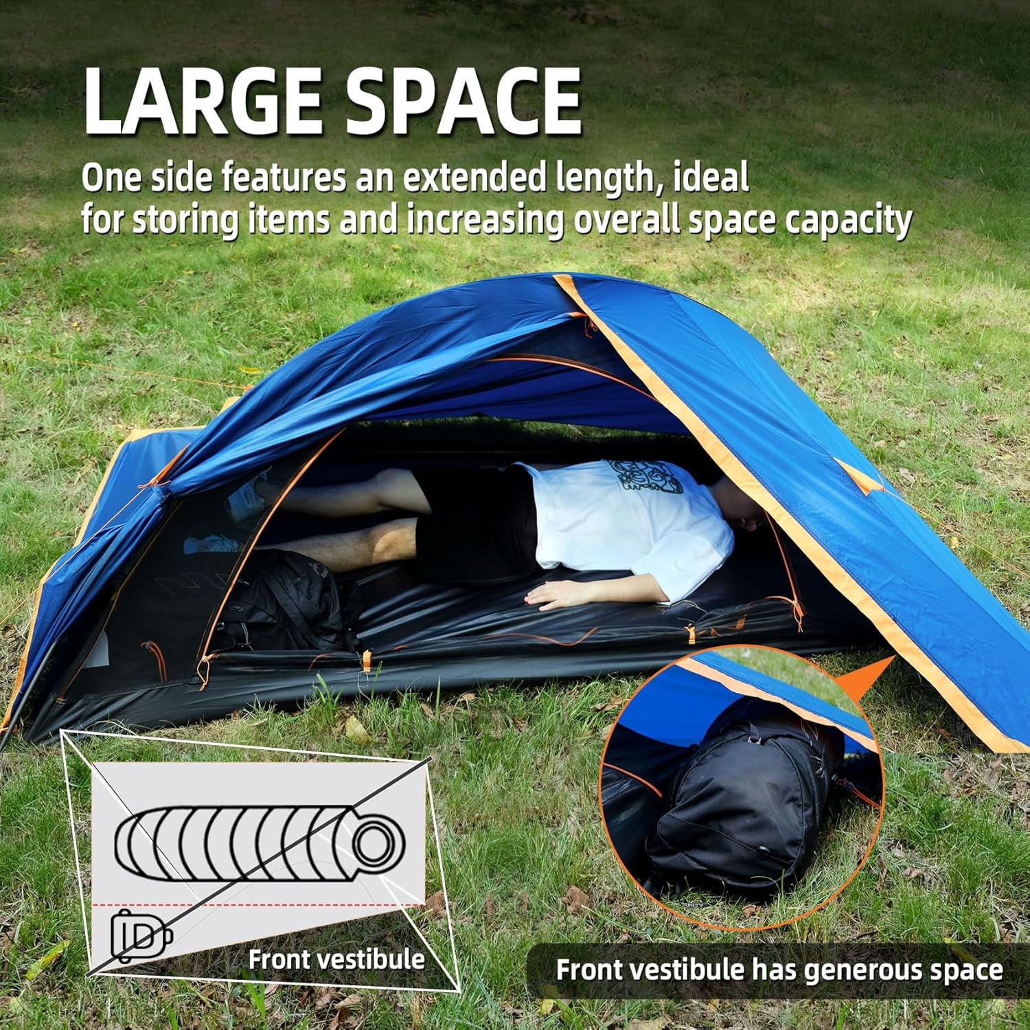 1 Person Backpacking Tent for Camping - Aegis Ultralight Waterproof Outdoor One Person Tent