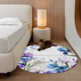 thumbnail image 2 of Round Rugs 4Ft, Spring Flowers Round Area Rug Washable Indoor Throw Carpet, Watercolor Garden Florals Wooden Grain Soft Non Slip Circle Rug for Kitchen Nursery Room Home Decor Aesthetic, 2 of 8