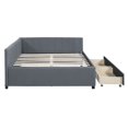 thumbnail image 4 of Linen Fabric Full Size Upholstered Bed Frame with 2 Storage Drawers Sofa Bed, Platform Bed Frame, Mid Century Bedframe, Wood Daybed, Wood Foundation(Gray, Full), 4 of 9
