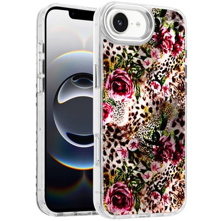 XPM for Apple iPhone 16e Phone Case, Fashion Beautiful Epoxy Design Hybrid Fashion Stylish TPU Protective, Shockproof Hybrid PC Cover for Apple iPhone 16 E (6.1") (Floral Leopard Skin)