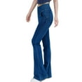 thumbnail image 3 of Erwazi Womens Gym Pants Casual Stretch Athletic Bell Bottoms Denim Pants Trendy Slim Fit Jeans, Blue, L, 3 of 4