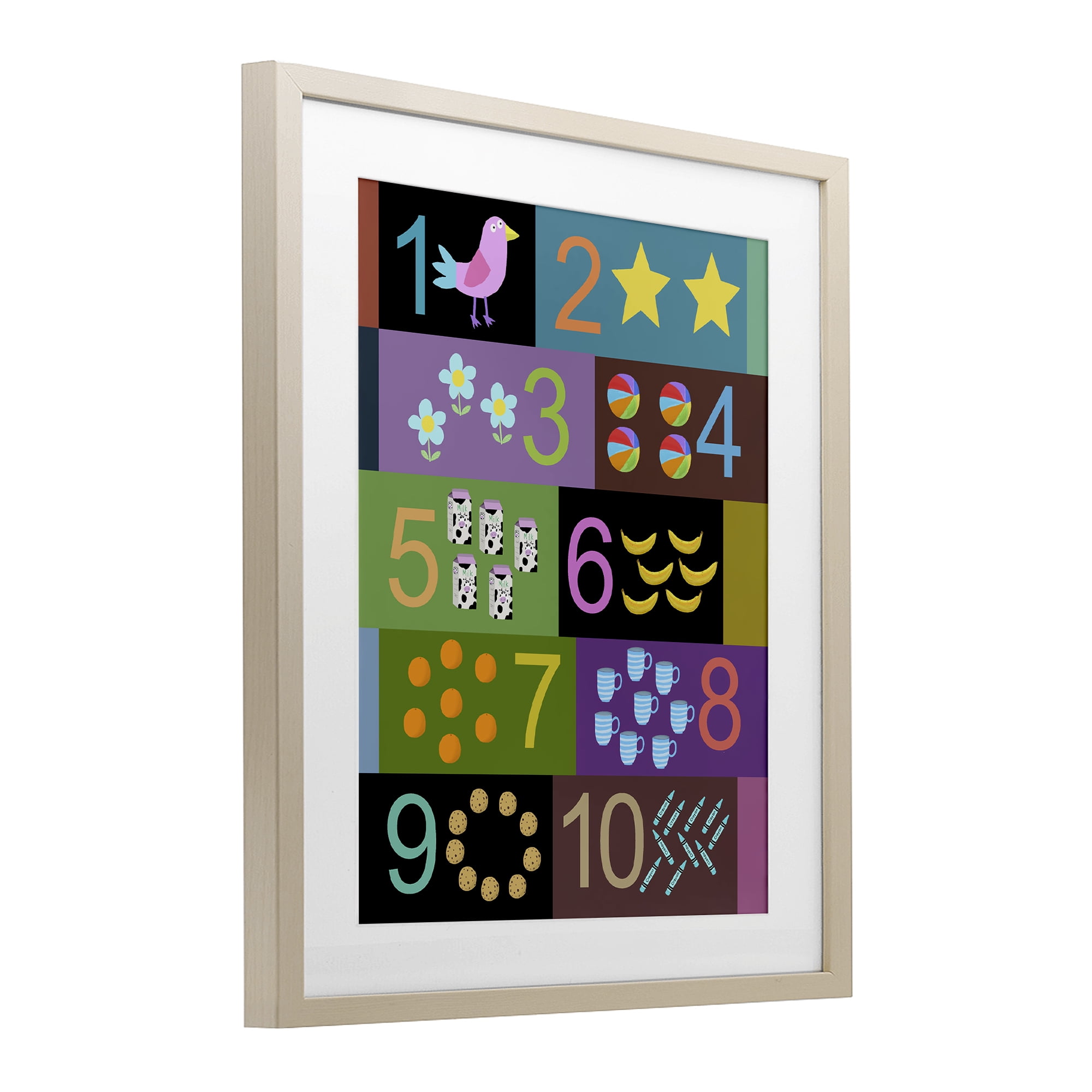 Learning To Count Chart Birch Framed Print Under Glass, design by Carla Daly
