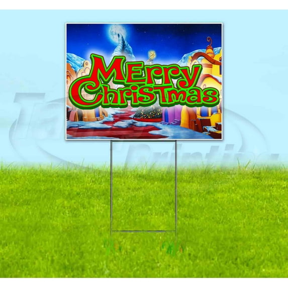 Merry Christmas Who (18" X 24") Yard Sign, Includes Metal Step Stake