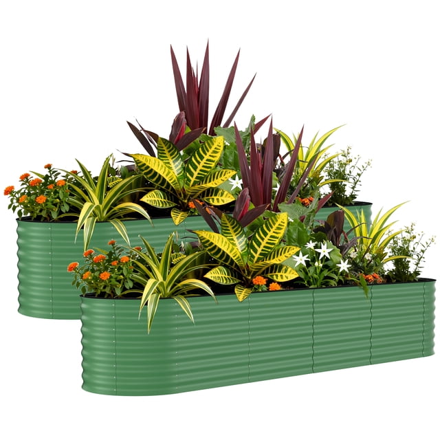 GloryStar Outdoor Galvanized Raised Bed, Metal Planter Box for Gardening, Rust-Resistant and Simple Assembly