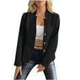 thumbnail image 4 of Casual Blazers for Women Trendy Textured Solid Color Fitted Work Office Jacket Notch Collar Business Dressy Coat (2XL, Black), 4 of 5