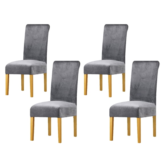 Dining chair cover, velvet dining chair cover, home chair cover, restaurant chair cover, 4-piece set,light gray