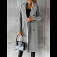 thumbnail image 4 of Abrigo de Lana para Mujer, Gabardina Cruzada, Ropa de Otoño e Invierno. Gris M, 4 of 7