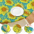 thumbnail image 4 of Elastic Hem Round Tablecloth with Vintage Sunflower Design, Durable Polyester, Fits 44-52" Round Dining Tables, 4 of 7