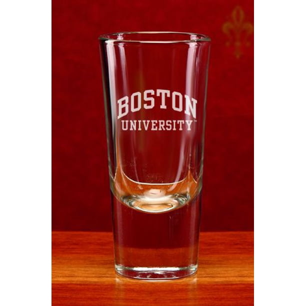 NCAA Boston University 4 oz Deep Etched Large Crystal Shot Glass