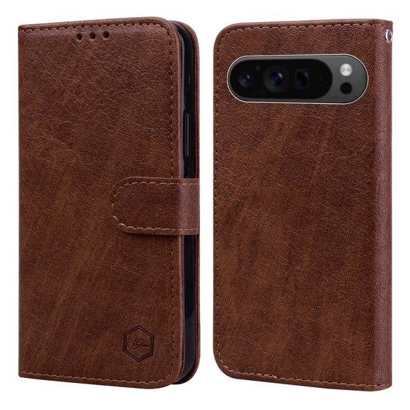 Allytechgroup Wallet Case for Google Pixel 9 Pro XL, Premium PU Leather Slim Fit Business Type Book Cover Cards Slots Magnetic Closure Flip Cover Phone Case for Pixel 9 Pro XL, Brown