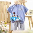 thumbnail image 2 of HCNTES Toddler Baby Boys Summer Outfits Short Sleeve Cartoon Print T-Shirt Tops & Shorts Sets 2Pcs Baby Boys Summer Clothes For 1t 2t 3t 4t 5t 6t Size 6-12 Months,z1-Sky Blue, 2 of 4