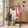 Nefoso Double Rails Clothing Garment Rack,Portable Adjustable Clothes
