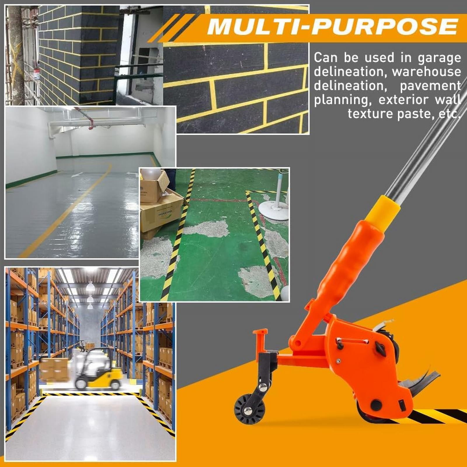 Clearance Sale!Floor Tape Applicator，Manual Pushing Tape Marking Machine Tape Bonding Machine Manual Tape Applicator Used For Floor Marking Decoration And Laying,Orange Wire Sticking Device