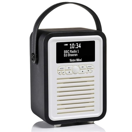 VQ Battery Powered Retro Mini – Digital Radio and Bluetooth Speaker w/ FM and HD–FM, Dual Alarm Clock –