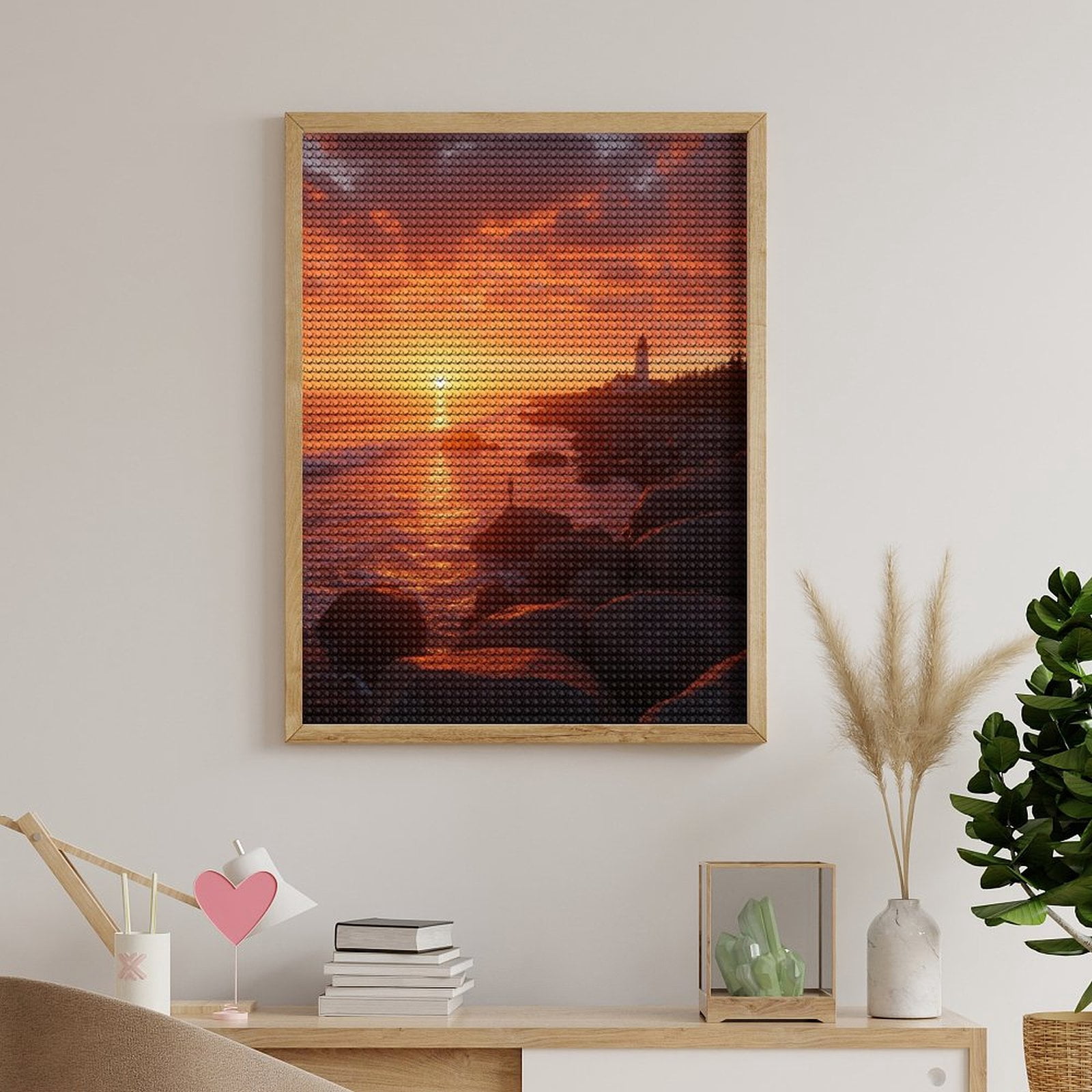 Diamond Art Kits for Adults, Sunset Lighthouse Coastline Rocky 5D Diamond Painting Kits for Adults Beginners, DIY Full Drill Diamond Painting, Gem Art and Crafts 12x16