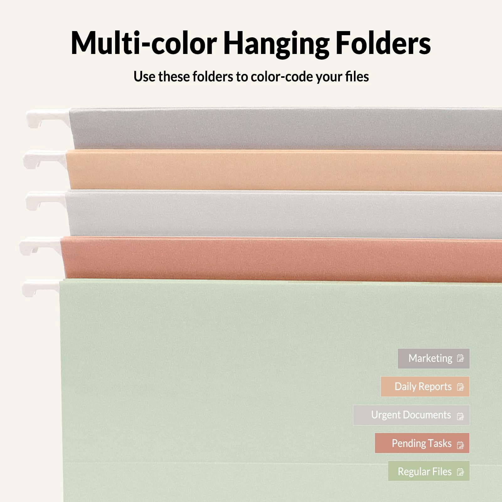 Hanging File Folders Legal Size  25 Pack 1/5-cut Tabs Morandi Colors Stay Organized For Your Home And Office Bulk Documents