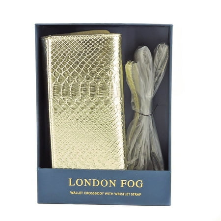 London Cross Body - London Fog Surrey Wallet Crossbody with Wristlet Strap (Gold Color)