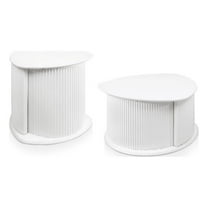 Furniture of America Elara Wood 2-Piece Coffee Table and End Table Set in White