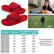 Womens Arch Support Slippers Memory Foam Orthotic Heel Cup Arthritis Edema House Shoes with Velcro Closure, Red 8
